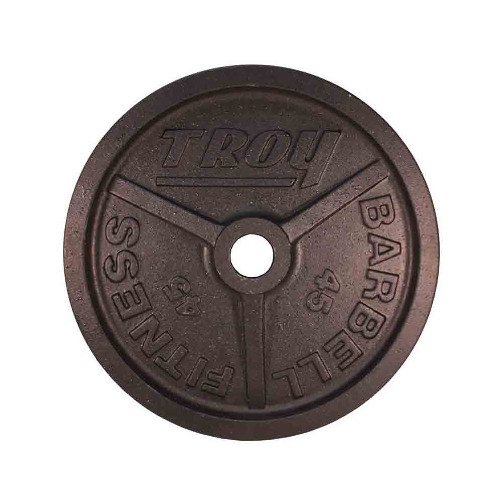 Troy 45 lb black cast iron Olympic plate