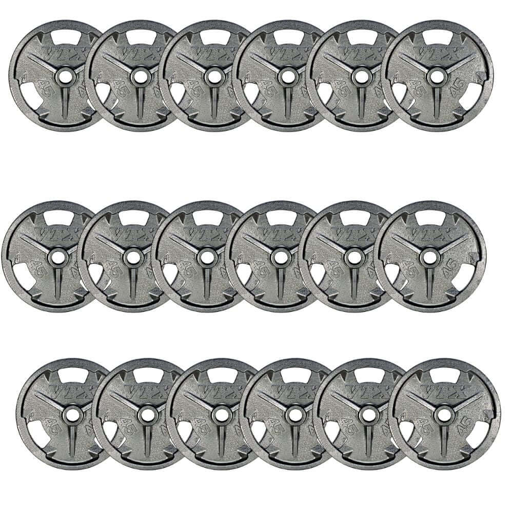 VTX Olympic Cast Iron Grip Plate - 9 Pair (810 lb) Set