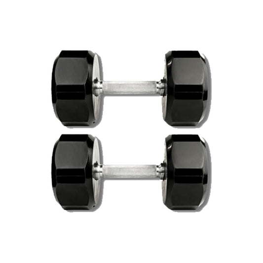 Pair of Troy 12-Sided Rubber Encased 105 lbs Dumbbells
