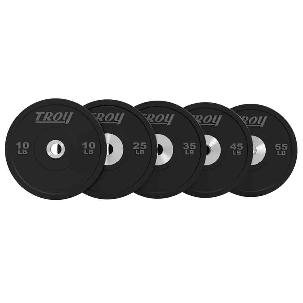 Troy 340 lbs to 680 lbs Black Competition Style Premium Rubber Bumper Plates