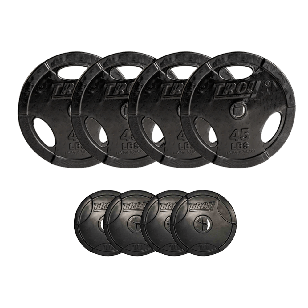 Troy 520 lbs Inter-Locking Rubber Encased Grip Plates (16 x 10 lbs and 8 x 45 lbs)