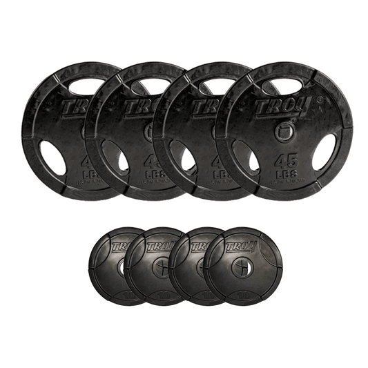 Troy 520 lbs Inter-Locking Rubber Encased Grip Plates (16 x 10 lbs and 8 x 45 lbs)