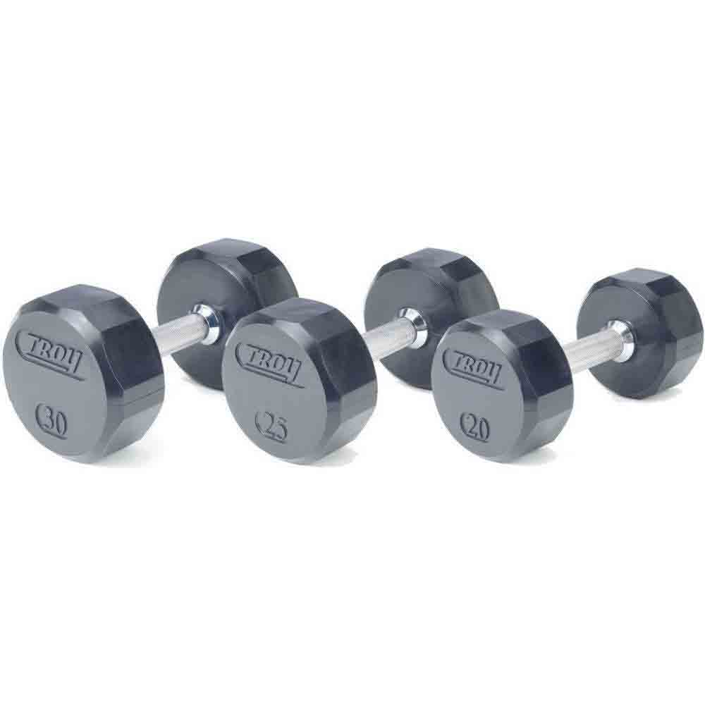 Troy 5 lb to 100 lb 12-Sided Rubber Encased Dumbbells