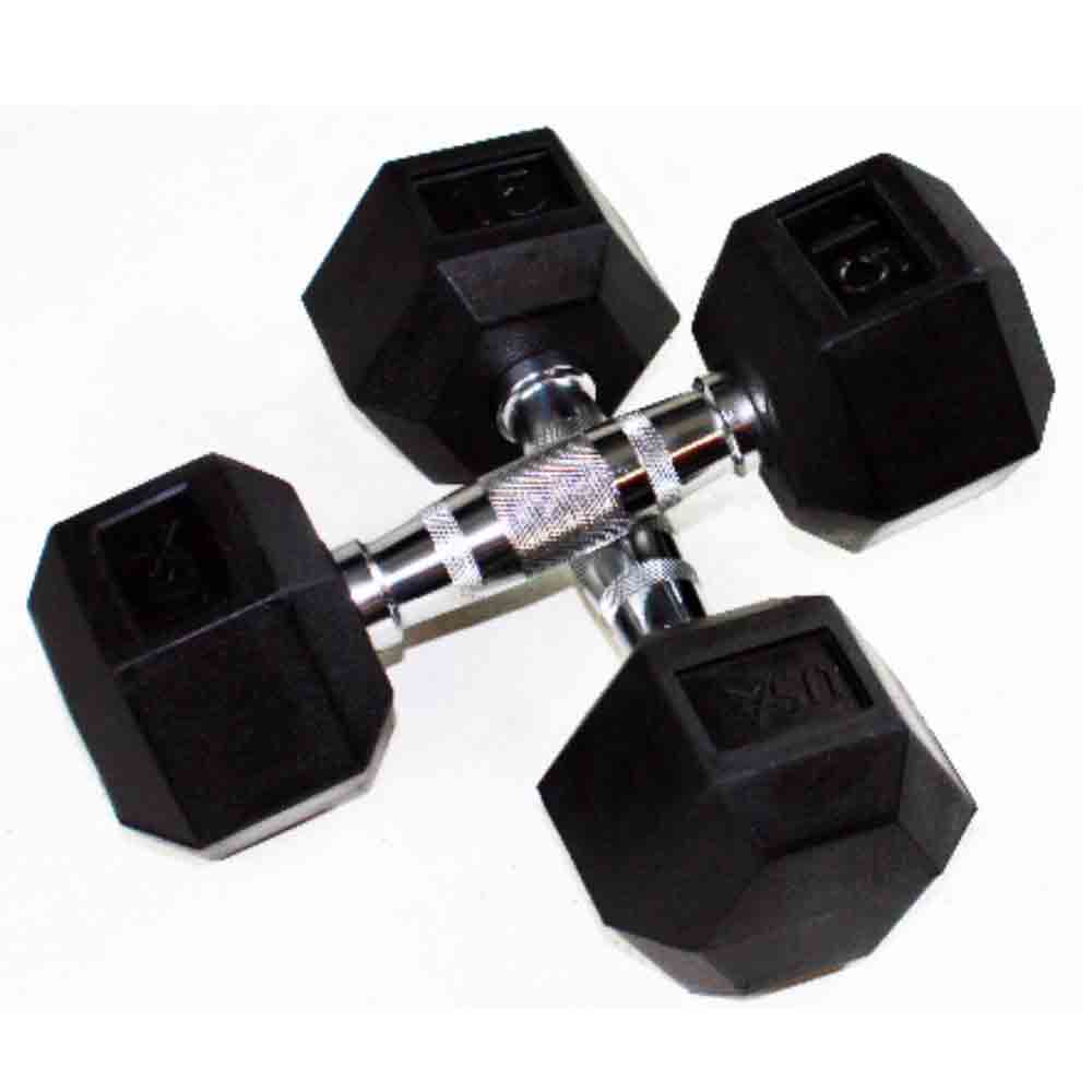 USA 5 lb to 30 lb 8-Pair Rubber Hex Dumbbells 