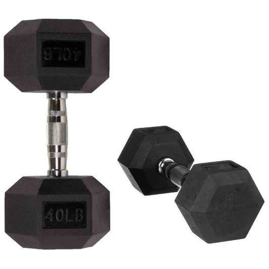 USA rubber hex 40 lb dumbbell pair