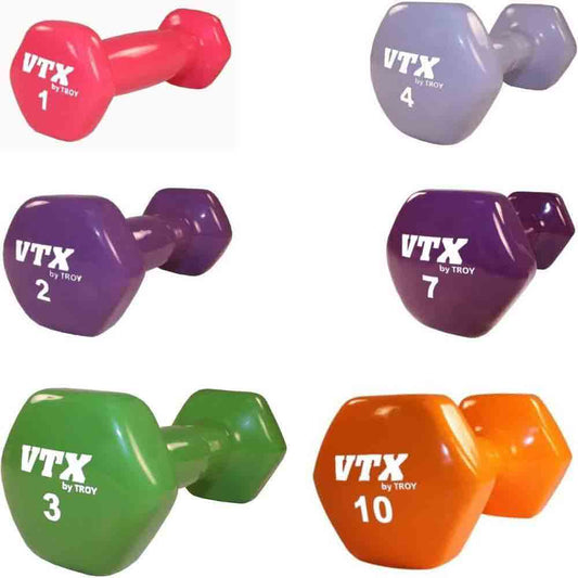 VTX 1 lb to 10 lb Vinyl Aerobic Dumbbell Set