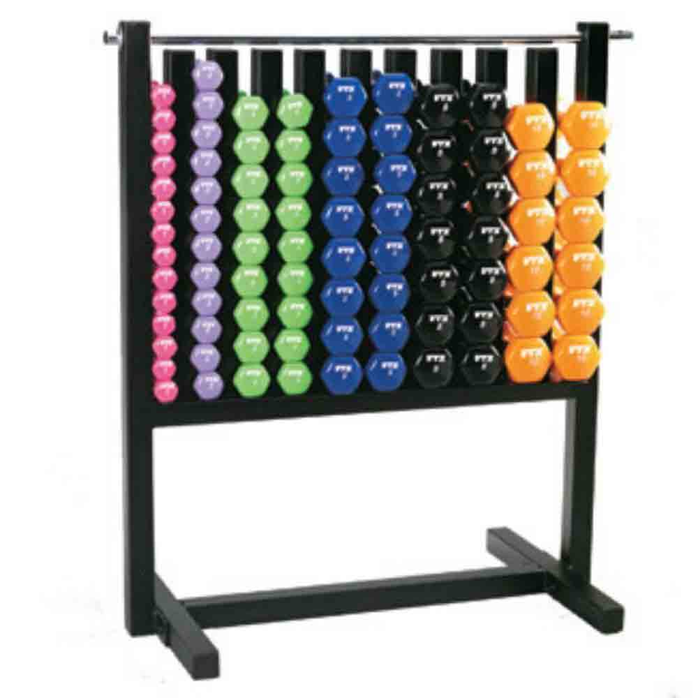 VTX Aerobic Vinyl Dumbbell Set With Rack Gym Gear Direct