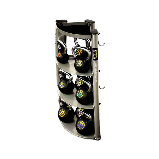 club style kettlebell set on rack