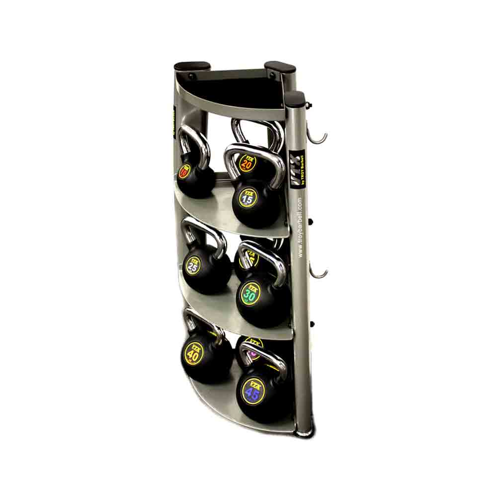 VTX 5 piece Club Kettlebell Set 15 lb to 50 lb with Vertical Rack