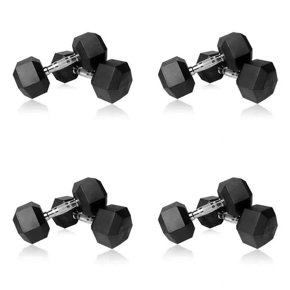 VTX 35-75 lb Sided Rubber Pair Dumbbell Set w/Rack – Gym Gear