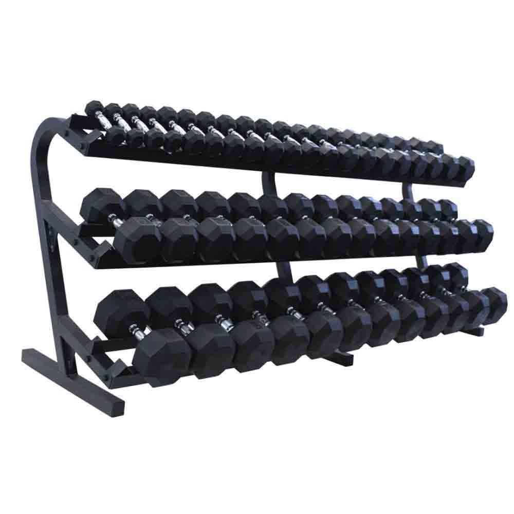 VTX Dumbbell Set With Rack lbs to 100 lbs Sided Rubber Encased
