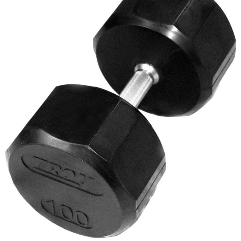 Troy 12-sided Rubber Dumbbells 10 pairs 80 lbs to 125 lbs Commercial Dumbbell Set