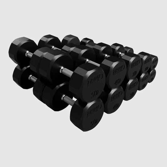 Troy 12-sided Rubber Dumbbells 10 pairs 80 lbs to 125 lbs Commercial Dumbbell Set