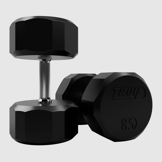 Troy 12-sided Rubber Dumbbells 10 pairs 80 lbs to 125 lbs Commercial Dumbbell Set