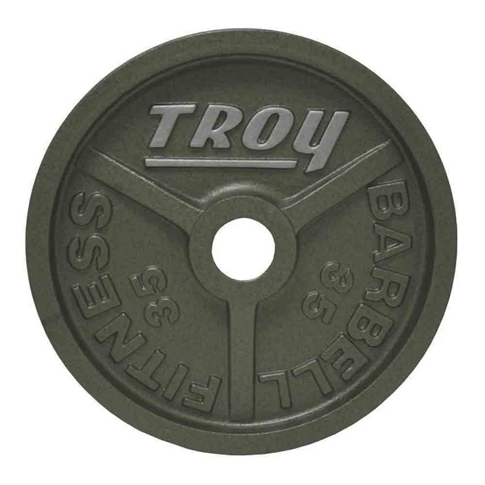 Troy 35 lb Troy gray cast iron wide rim Olympic plates