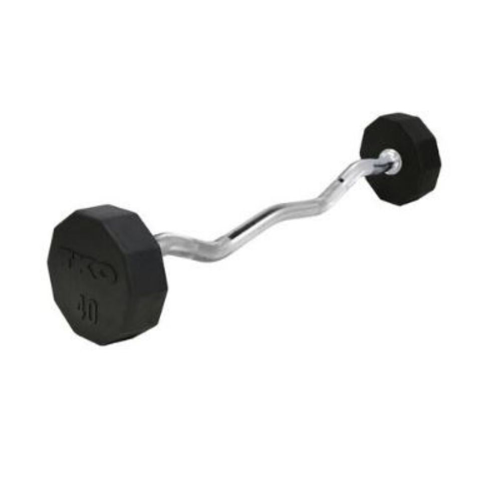 TKO 20 lbs to 60 lbs EZ Curl Fixed Barbell Set with Half Barbell Rack