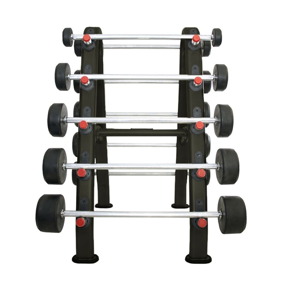 TKO Urethane straight curl bars set with rack front view