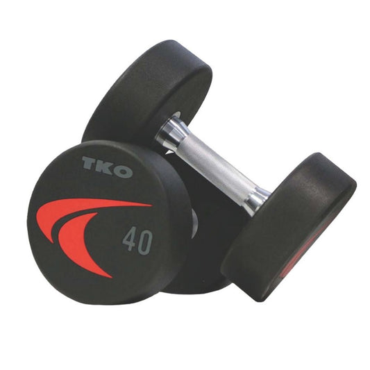 TKO Signature Urethane Dumbbell 5 lbs to 100 lbs Set with Two 10 Pair Saddle Rack