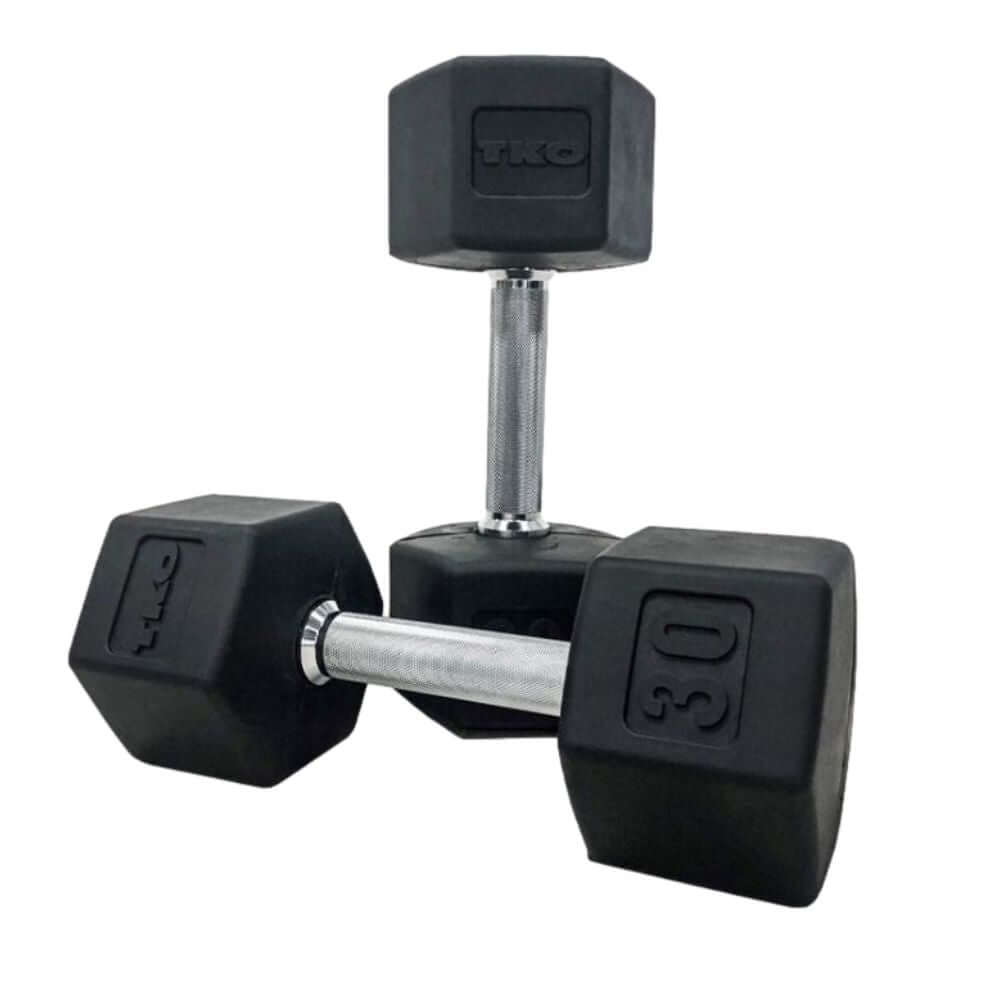 TKO 30 lb Hex Virgin Rubber dumbbell pair