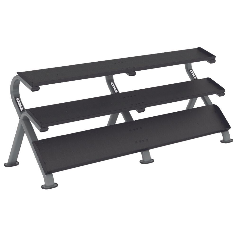 The "MEGA" shelf rack is designed to allow users to load and unload dumbbells with ease.
