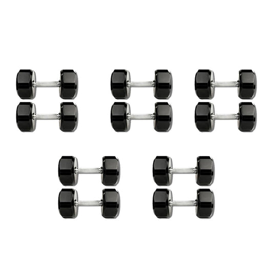 5 Pairs of Troy 12-Sided Rubber Encased Dumbbells (60, 70, 80, 90, 100 lbs)