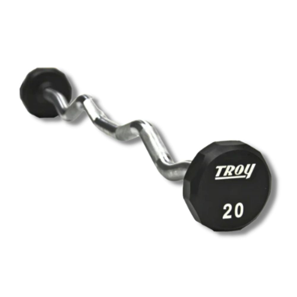 Troy 20 lb to 110 lb EZ Curl Fixed Urethane Barbells Set