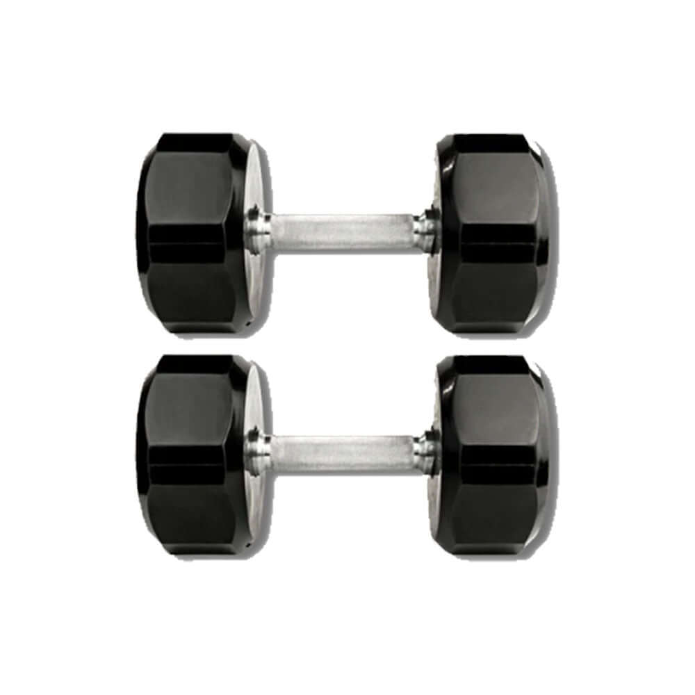 Pair of Troy 12-Sided Rubber Encased 105 lbs Dumbbells