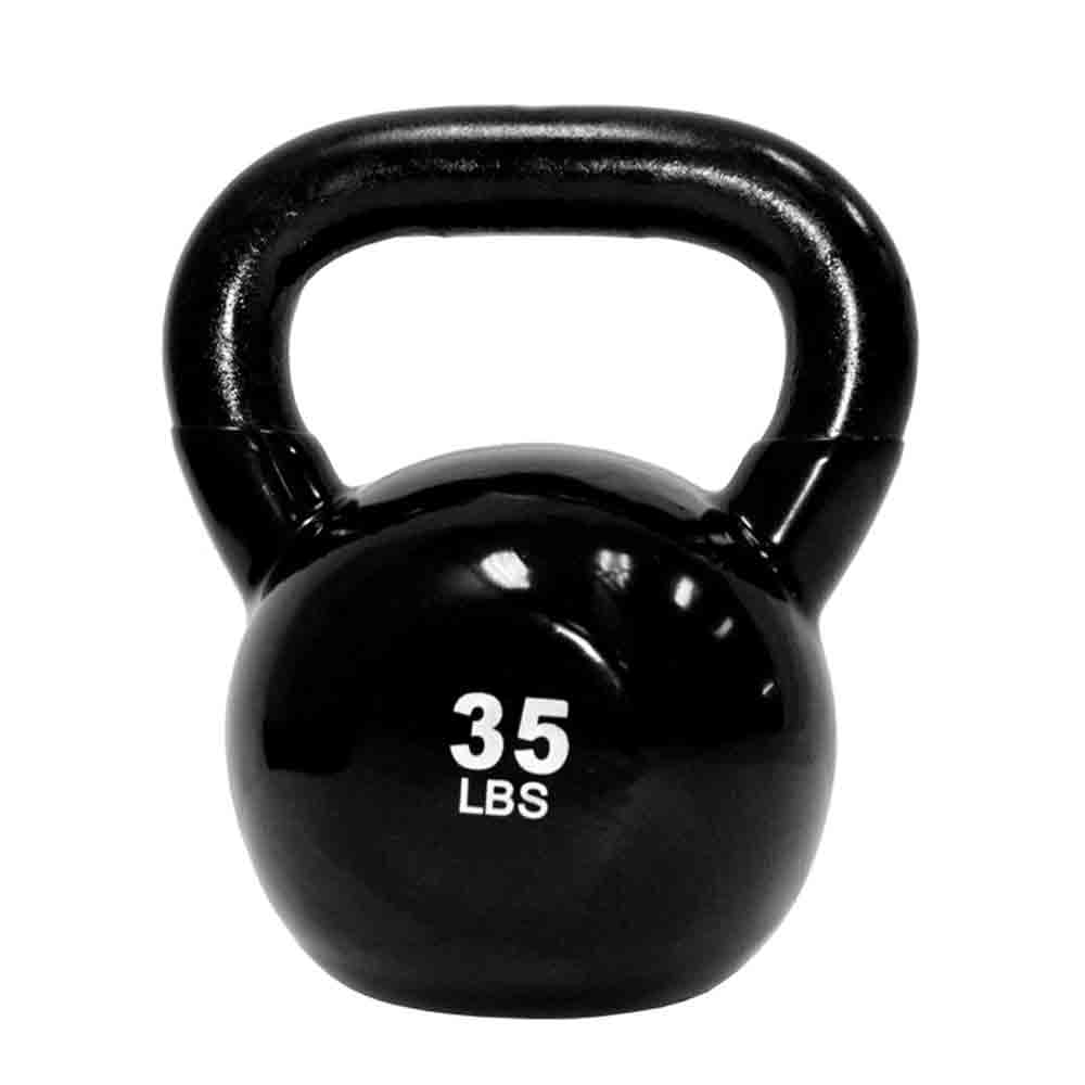 TKO 5 lbs to 50 lbs 10 Piece Vinyl Coated Kettlebells with Compact Kettlebell Rack