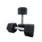 TKO 5 lb to 30 lb 6 Pair Rubber Hex Dumbbells Set with A-Frame Rack