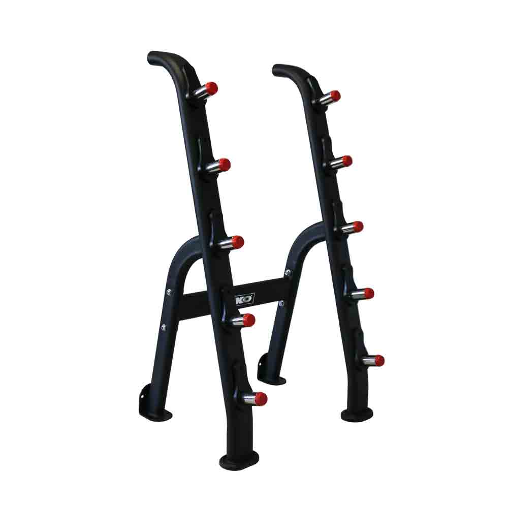 TKO 20 lbs to 60 lbs EZ Curl Fixed Barbell Set with Half Barbell Rack