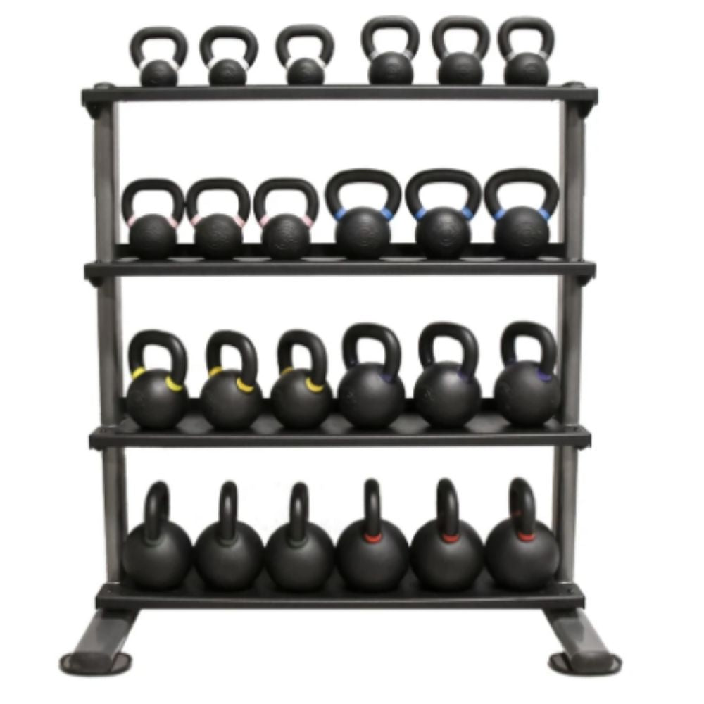 TKO 4 kg (8.8 lb) to 48 kg (105.6 lb) Cast Iron Kettlebells with Rack
