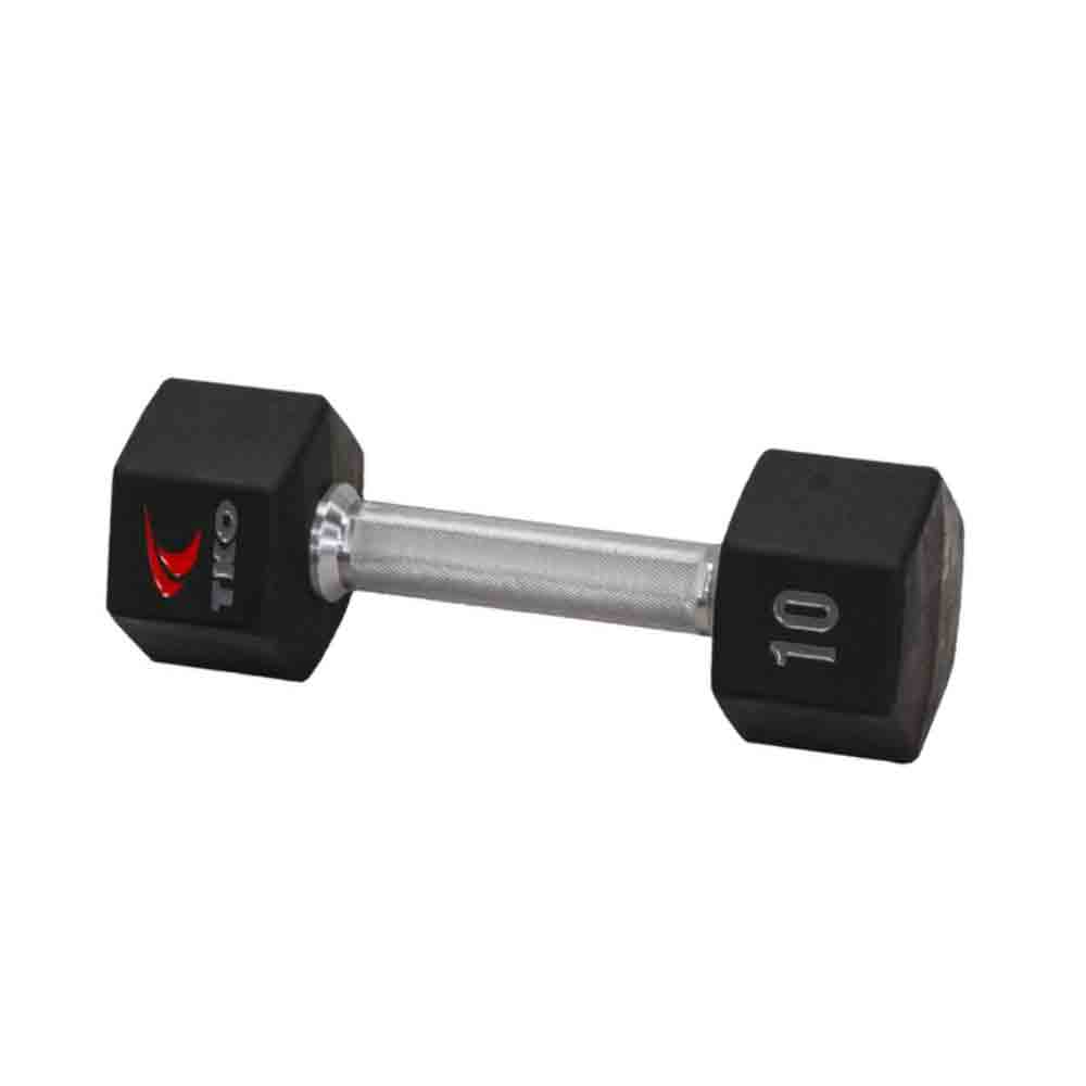 TKO 10 lb Tri-Grip Urethane Hex Dumbbell 