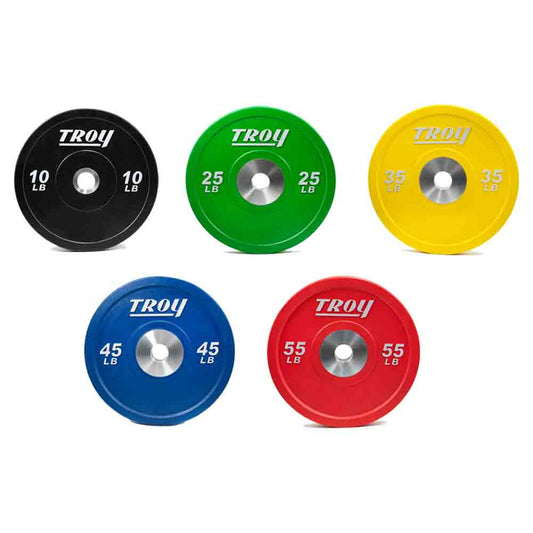 Troy 340 lbs to 680 lbs Colored Competition Style Premium Rubber Bumper Plates