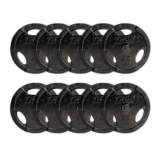 Troy 450 lbs Inter-Locking Rubber Encased Grip Plates (10 x 45 lbs)