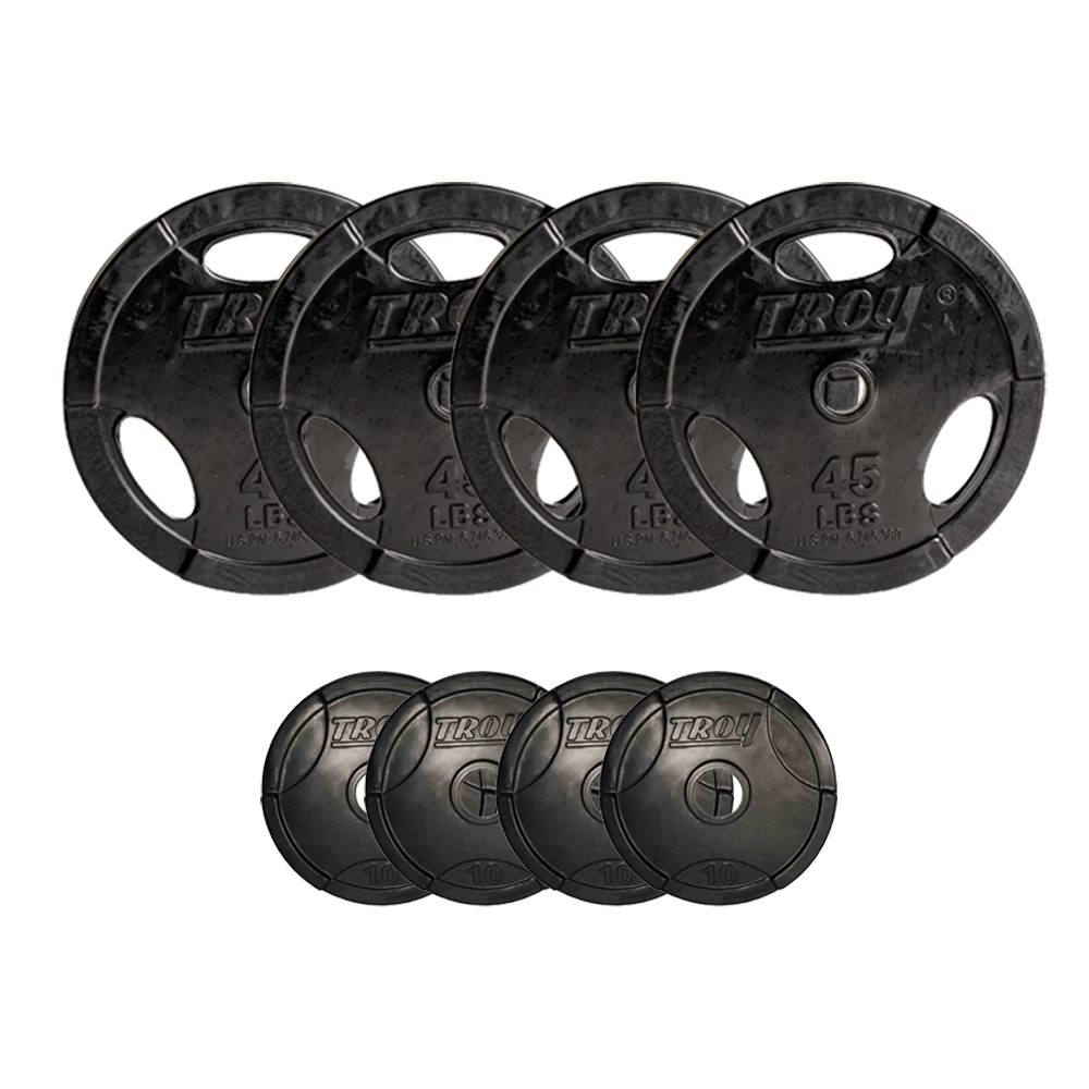 Troy 520 lbs Inter-Locking Rubber Encased Grip Plates (16 x 10 lbs and 8 x 45 lbs)