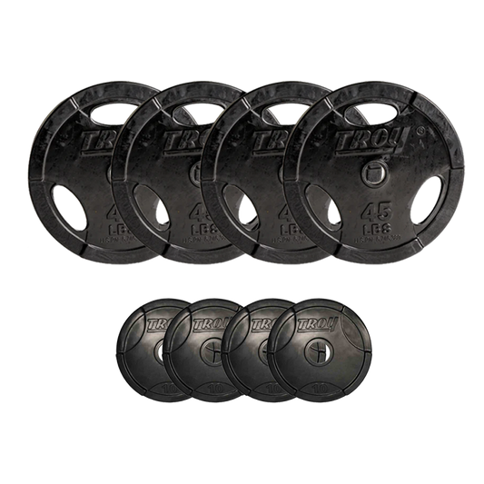 Troy 520 lbs Inter-Locking Rubber Encased Grip Plates (16 x 10 lbs and 8 x 45 lbs)
