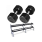Troy 105 lb to 125 lb 12-Sided Rubber Encased Dumbbell Set with Rack
