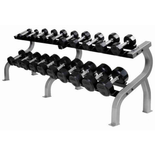 Troy 5lb to 50lb 12 Sided Premium Rubber Encased Dumbbell Set with Rack