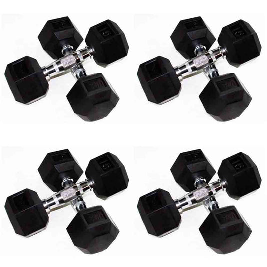 USA 35 lb to 50 lb Hex Rubber 4-Pair Dumbbell Set