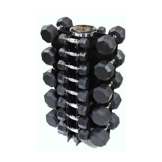 VTX 3 lb to 50 lb 8-sided Urethane Dumbbell Set With Vertical Rack