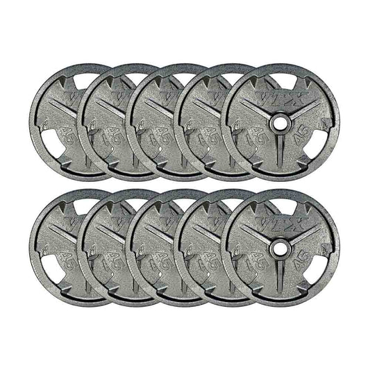 VTX 10 x 45 lb Olympic Cast Iron Grip Plates Only Set