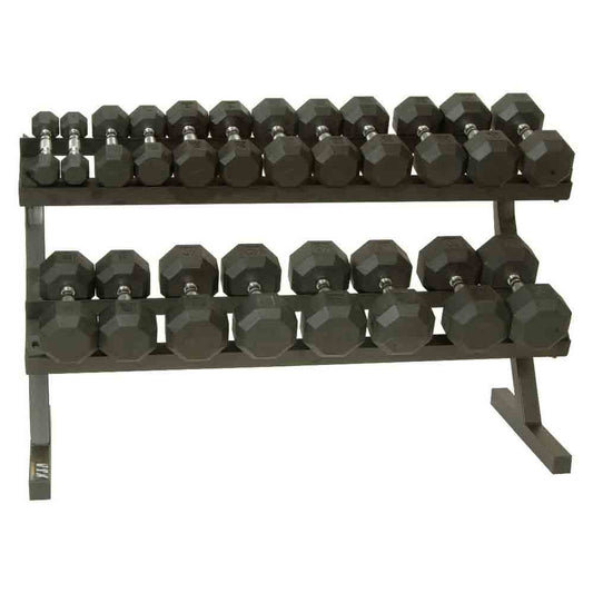 VTX 5 lb to 50 lb 8-sided Urethane Dumbbell Set with Horizontal Rack