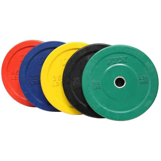 VTX 230 lbs to 410 lbs Colored Rubber Bumper Plates Set