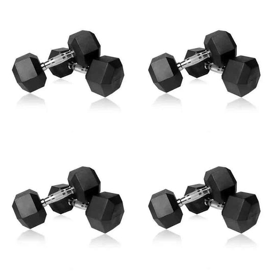 VTX by Troy 35 lb to 75 lb 8 Sided Rubber 9-Pair Dumbbell Set with Rack