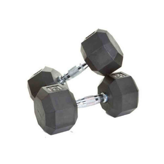 VTX by Troy 3 lb to 25 lb 8 Sided Rubber Encased Dumbbell Set with Vertical Rack
