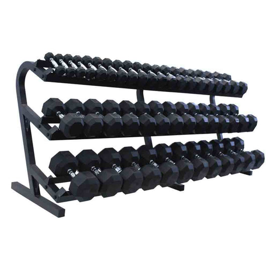 VTX by Troy 5 lb to 100 lb 8 Sided Rubber Encased Dumbbell Set with Rack
