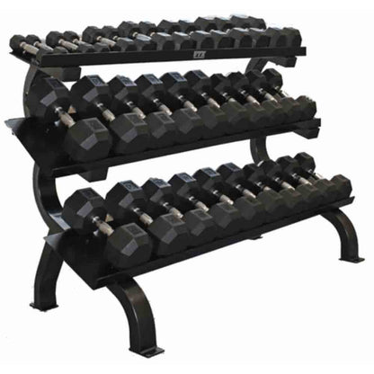 VTX by Troy 5 lb to 75 lb 8 Sided Rubber Encased Dumbbell Set with Rack