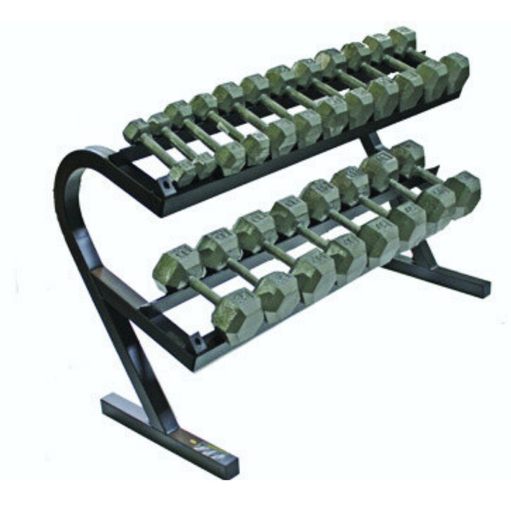 USA 5-50 lb. Iron Hex Dumbbell Set with Rack - Gym Gear Direct